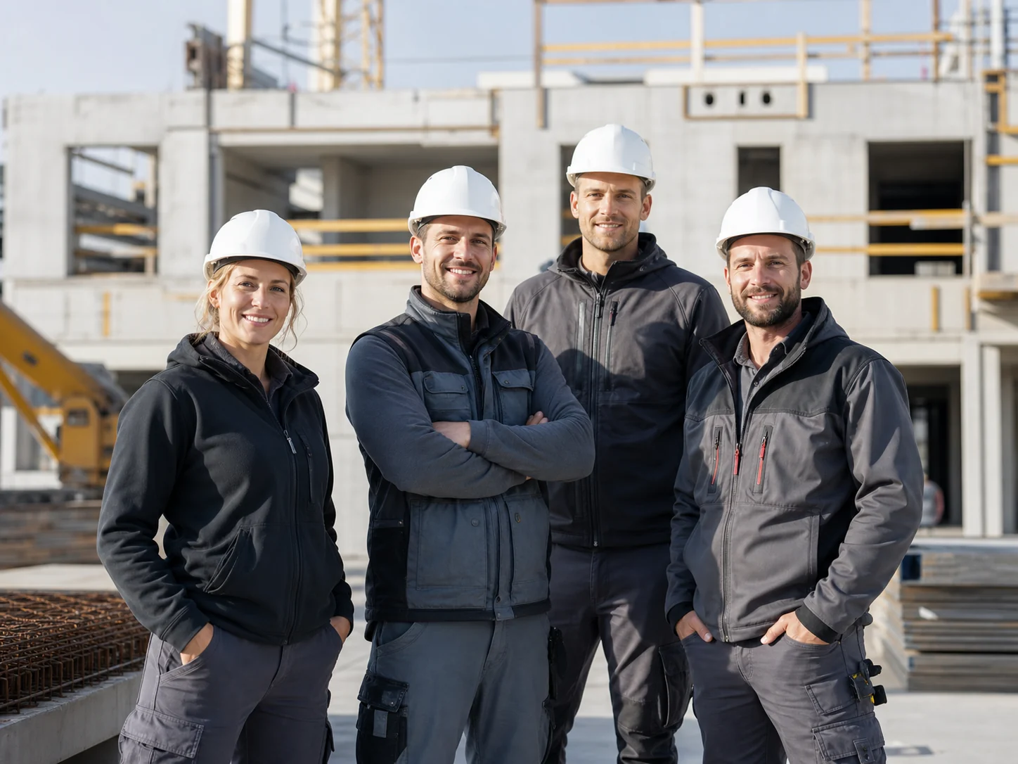 Fiktives Team auf einer Baustelle