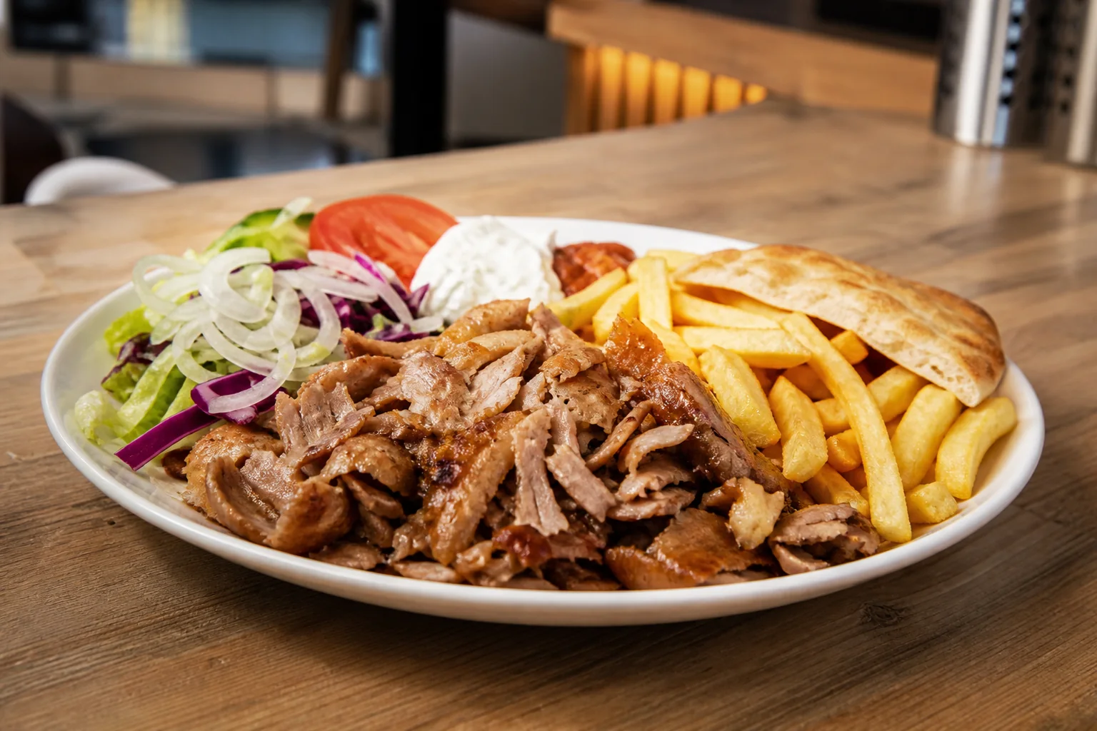 Döner Teller mit Pommes und Salat