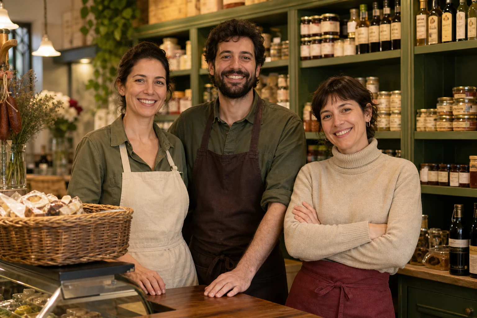 Fiktives Team in einem Feinkostladen