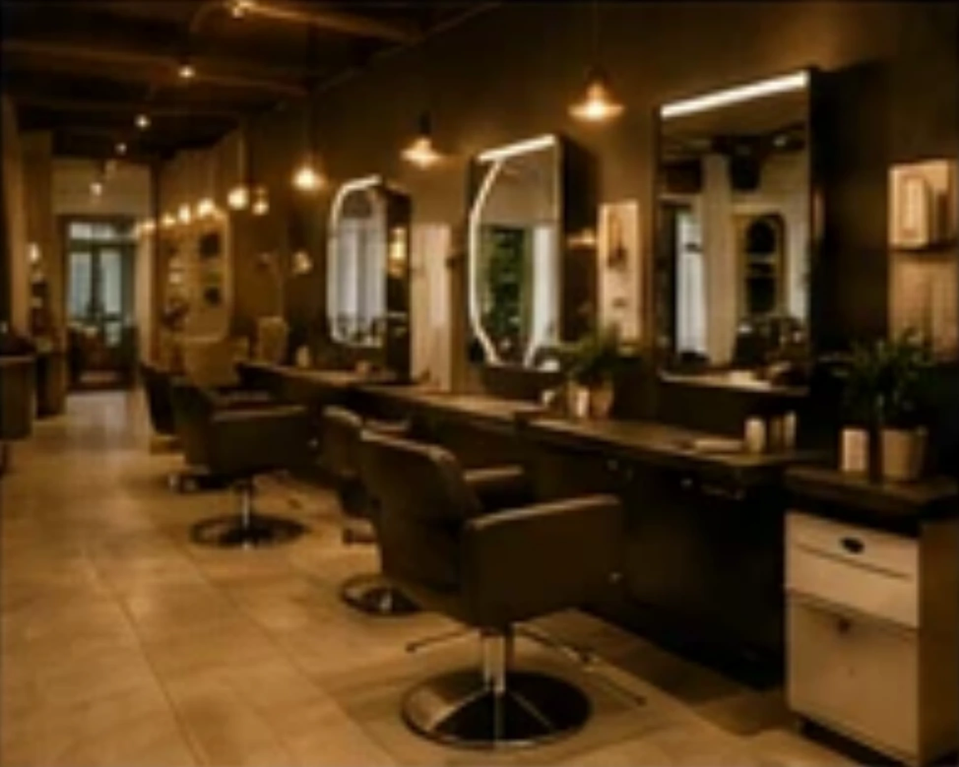 Moderner Friseur-Salon mit Stylingplätzen