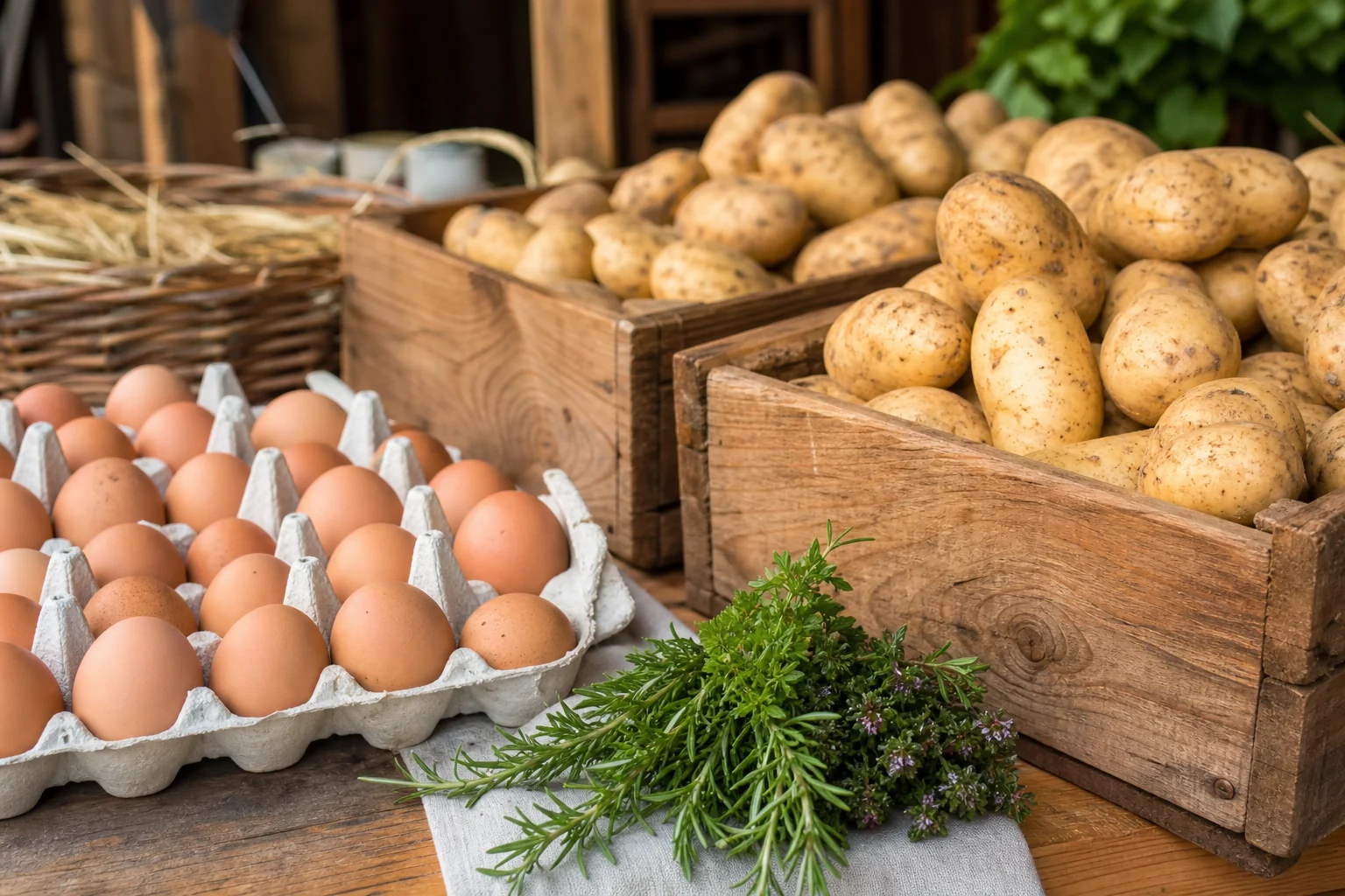 Eier und Kartoffeln im Hofladen