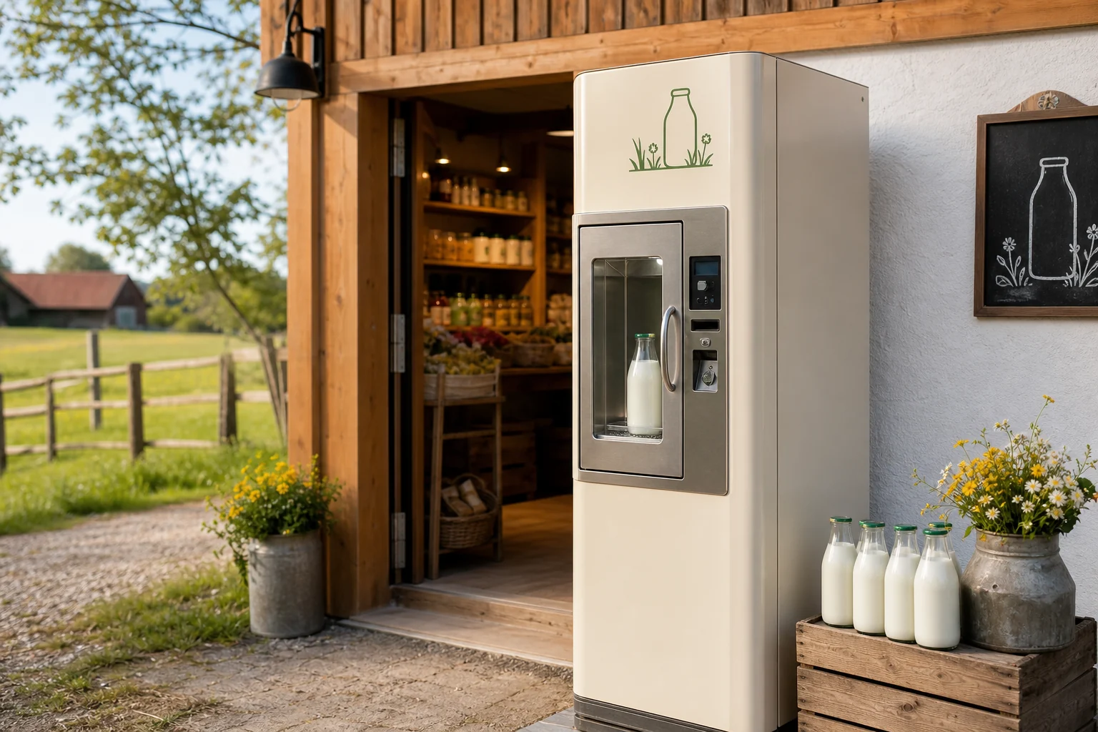 Frischmilchautomat am Hofeingang