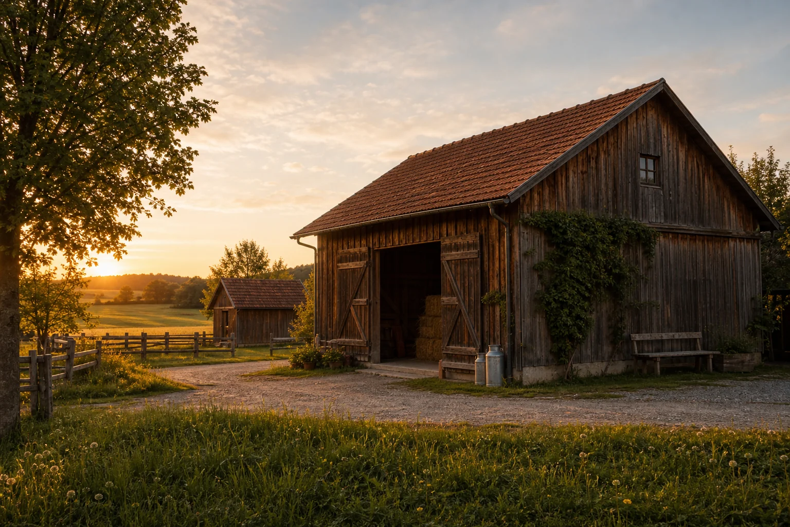 Scheune im Abendlicht