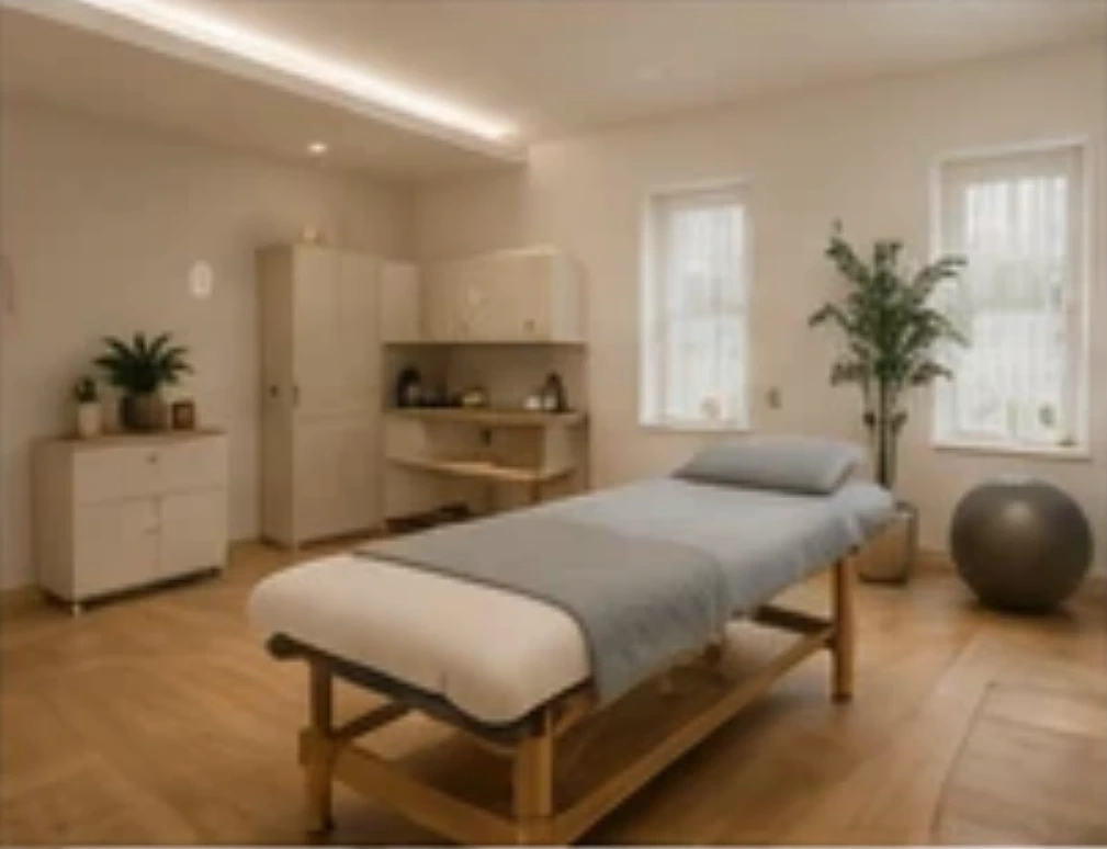Physiotherapeutische Behandlung in einem hellen Praxisraum