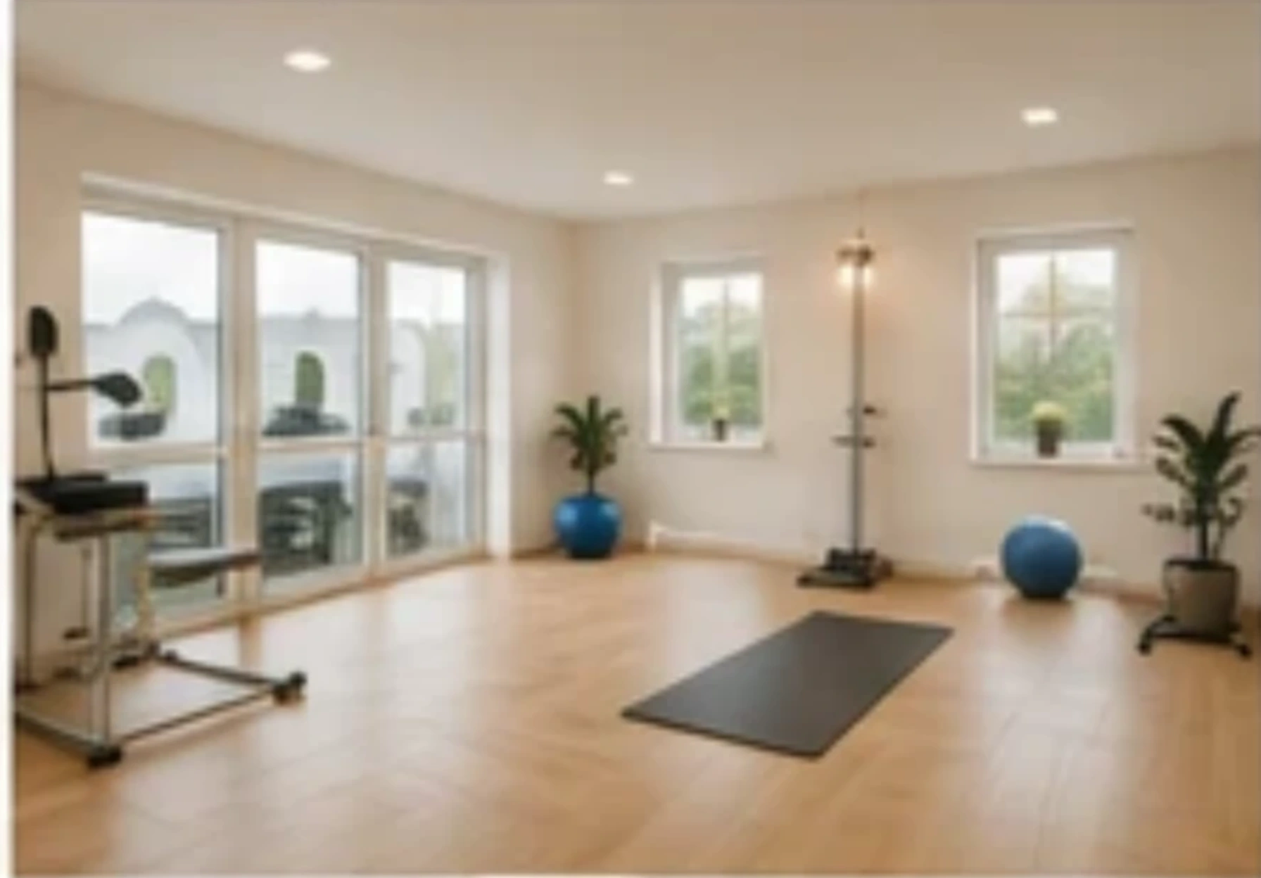 Heller Therapieraum mit Trainingsbereich